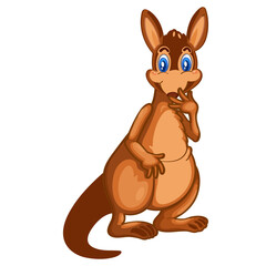 Free vector kangaroo cartoon on white background illustration