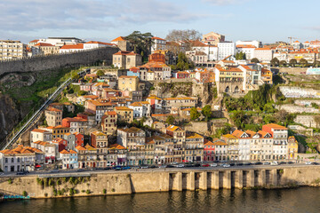 Fototapeta na wymiar area of the city of porto in portugal, on the banks of the douro river, known as the ribeira
