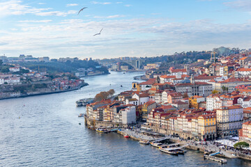 Fototapeta na wymiar area of the city of porto in portugal, on the banks of the douro river, known as the ribeira