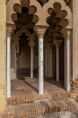 The Alcazaba interior, citadel of Malaga city. Interiors and courtyards of a medieval fortress in...