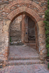 The Alcazaba interior, citadel of Malaga city. Interiors and courtyards of a medieval fortress in...