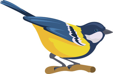 Tit sit on branch. Colorful wild bird icon © ssstocker