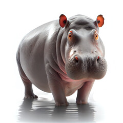 AI generative hippopotamus isolated on white - obrazy, fototapety, plakaty