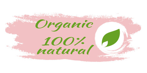 Organic eco natural bio vegan sticker label logo icon. Logo with a pattern of green leaves. Ecological products. Stickers of eco-friendly products. Vector illustration of vegan organic food icons