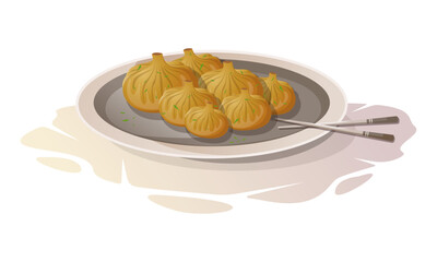 Asian dish - manti on a plate