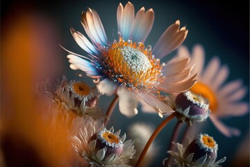 a close up of a flower with a blurry background behind it and a blurry background behind it.