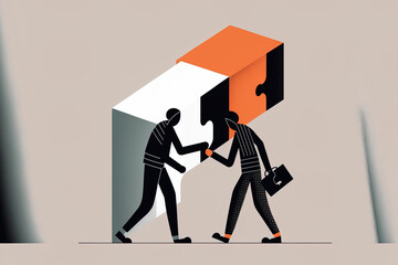 Obraz premium Illustration of the helping a partner concept. Generative AI