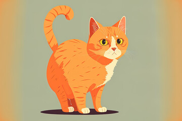 Fototapeta premium adorable cat in a flat cartoon design. Generative AI
