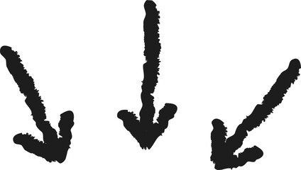 Rough scribble three arrows pointing down black 