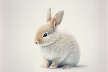White background with a cute bunny. Generative AI