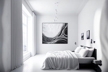 An really white bedroom. Generative AI