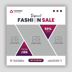 Fashion sale social media post and web banner template