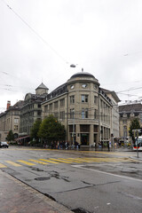 Fototapeta na wymiar The building of Swiss bank in Sankt Gallen, Switzerland