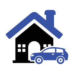 Car Garage Icon in Flat Style