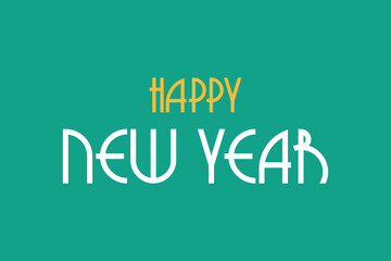 Happy New Year typography vector design. White, and yellow text on blue background. Celebrate the new year festival. Happy New Year typography poster, and t-shirt design.