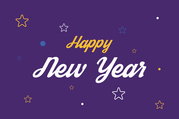 Naklejka na ściany i meble Happy New Year typography vector design. Celebrate the new year festival. Happy New Year typography poster, and t-shirt design. Stars shape the background. 