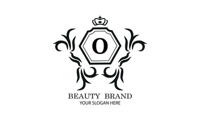 Elegant logo or monogram design template with initial O. Luxury linear logo design. Letter symbol frame for cosmetics, organic, royal, jewelry brand, company brand.