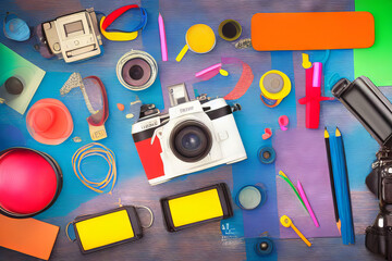  Back to School Special! colorful background, photographer, camera
generative ai