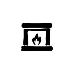 Fireplace hand drawn icon.