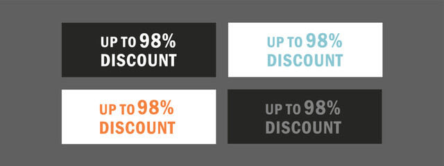 Up to 98 percent discount typography. Super sale mega offer special discount banner