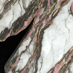 detailed marble black with gold and pink, AI generated