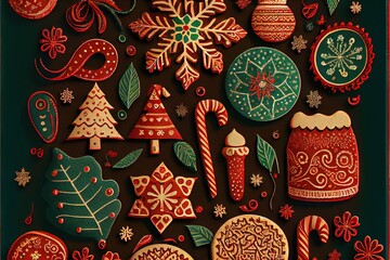 Christmas Patterns Images. AI generated art illustration.