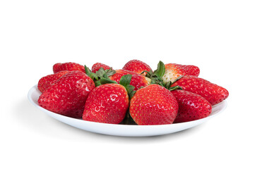 plate of strawberries isolated on the white background
