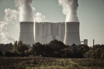 Fototapeta na wymiar Braunkohlekraftwerk Schwarze Pumpe Lausitz - Kraftwerk - Power Plant - Kohle - Fossile Energie - Ecology - Kohlekraftwerk - Brown Coal Power Station - Germany, Europe - High quality photo 
