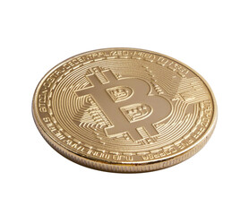 Bitcoin. Golden bitcoin isolated on a transparent background