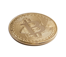 Bitcoin. Golden bitcoin isolated on a transparent background