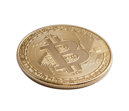 Bitcoin. Golden bitcoin isolated on a transparent background