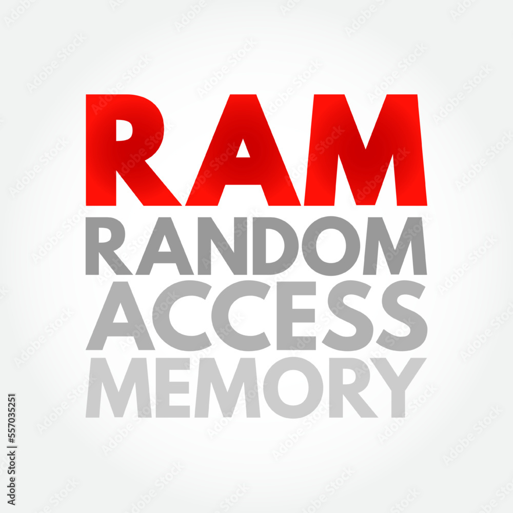 Poster ram random access memory - form of computer memory that can be read and changed in any order, acrony