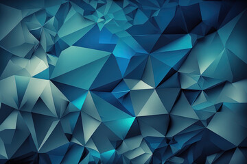 Obraz premium Blue low poly abstract technology background. Generative AI