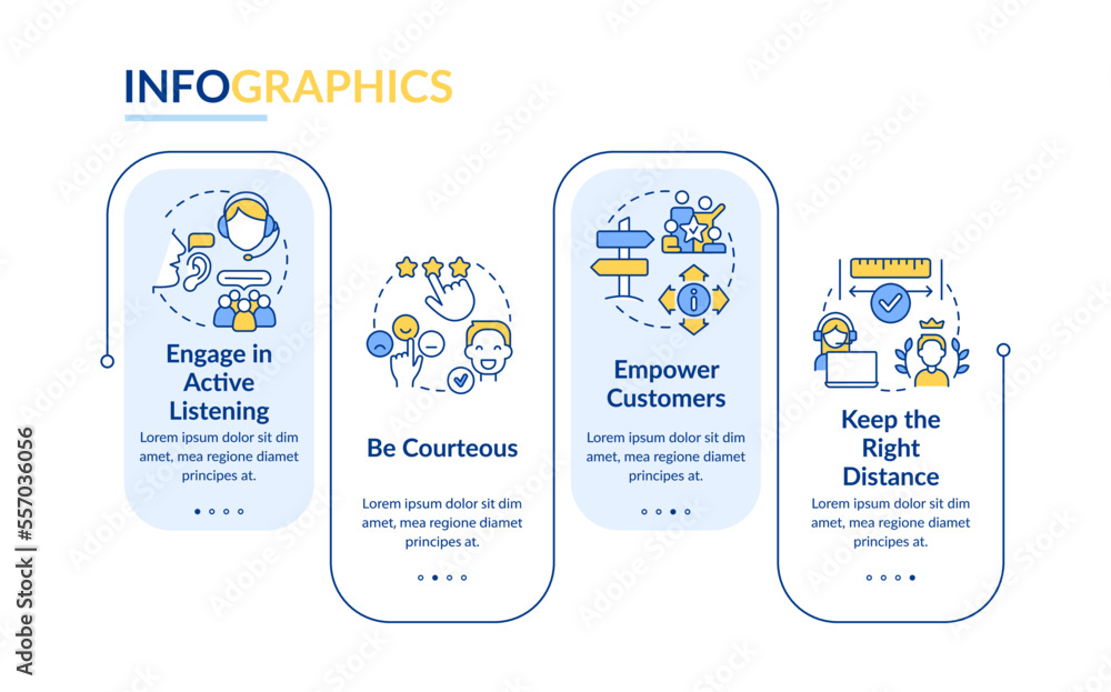 Poster call center customer service work rectangle infographic template. data visualization with 4 steps. e