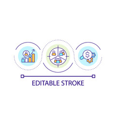 Audience segmentation loop concept icon. Marketing and commerce. Groups of consumers. Business abstract idea thin line illustration. Isolated outline drawing. Editable stroke. Arial font used
