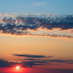 Fototapeta premium Sky with red bright sunrise.