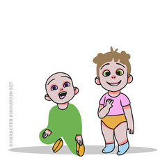 Cartoon kids, characters for animation design, doodle