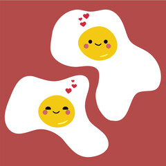 Funny valentine's day greeting card with eggs. Valentine's Day scrambled eggs. 