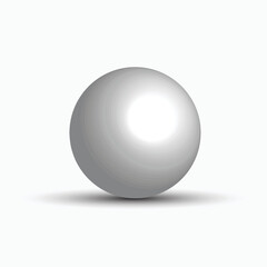 White sphere round silver ball basic matted metallic circle geometric shape solid figure,simple minimalistic atom single object blank 3D illustration isolated, 