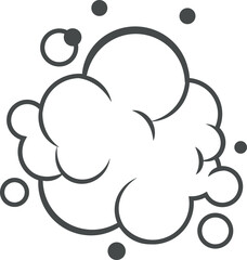 Soap foam with bubbles. Carton suds of bath water, shampoo, shaving, mousse. Outline illustration 