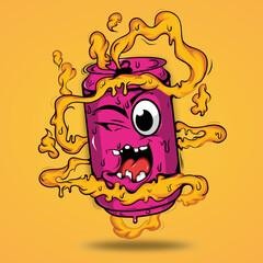 Happy soda can graffiti design template for T-shirt design