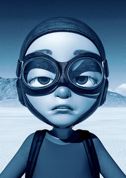 little boy cartoon doing a depressed expression