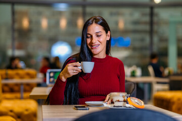 Pregnant woman in a restaurant