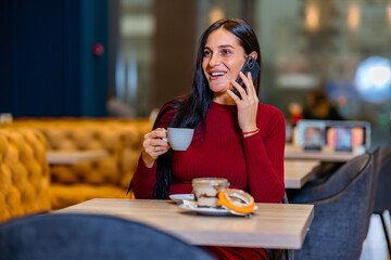 Pregnant woman in a restaurant