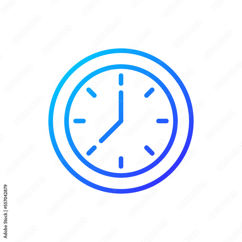 Poster clock face pixel perfect gradient linear vector icon. displaying time. showing hours and minutes. ti