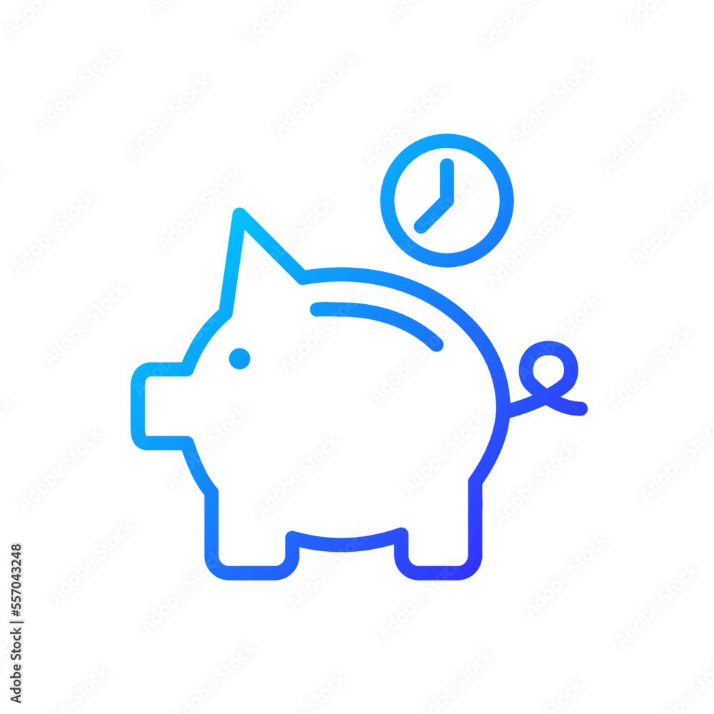 Aufkleber save money for future pixel perfect gradient linear vector icon. retirement savings. piggy bank with