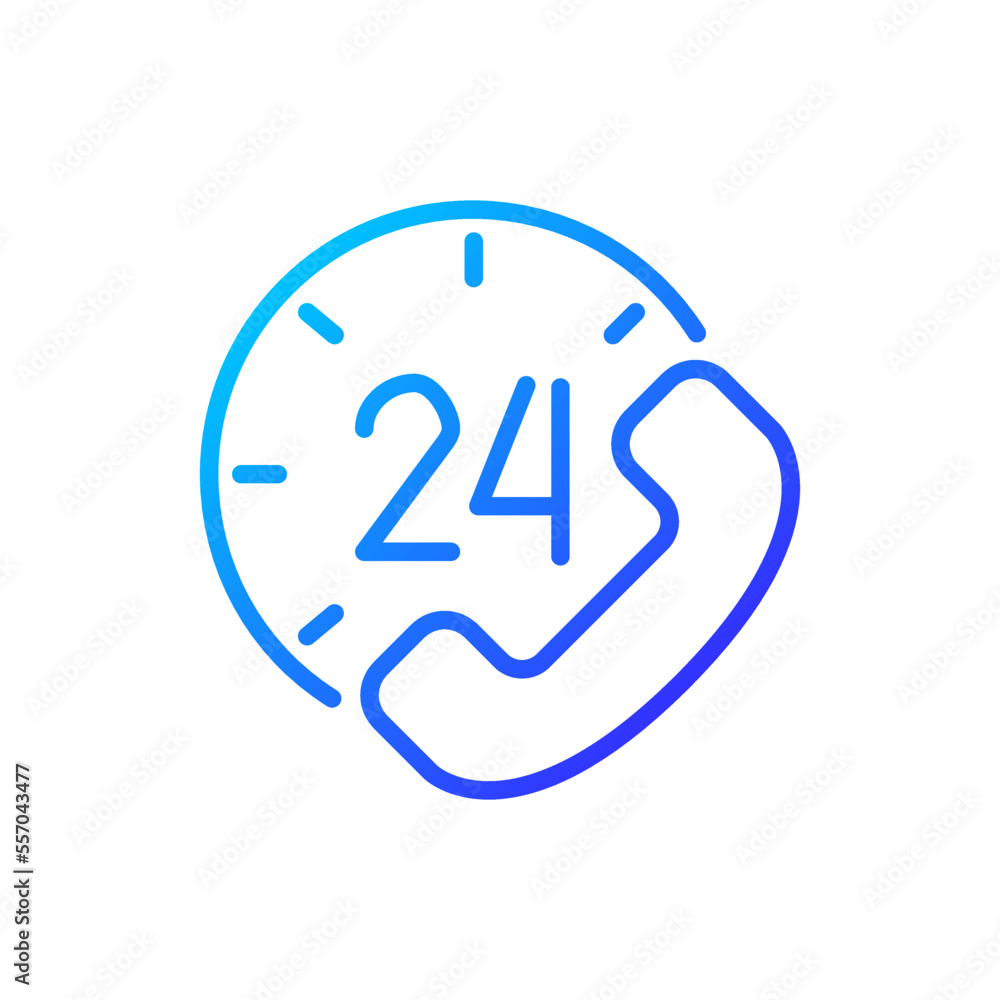 Aufkleber round-the-clock support pixel perfect gradient linear vector icon. 24 hour call answering service. h