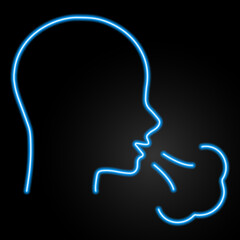 cough neon sign, modern glowing banner design, colorful modern design trends on black background. Vector illustration.