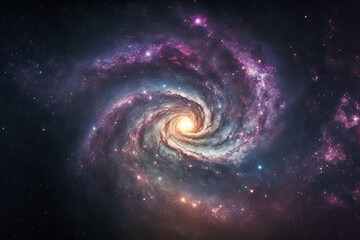 Milky Way Galaxy in the background with stars and cosmic particles. Generative AI