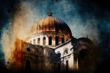 Fototapeta premium Old City Church of the Holy Sepulchre. Generative AI